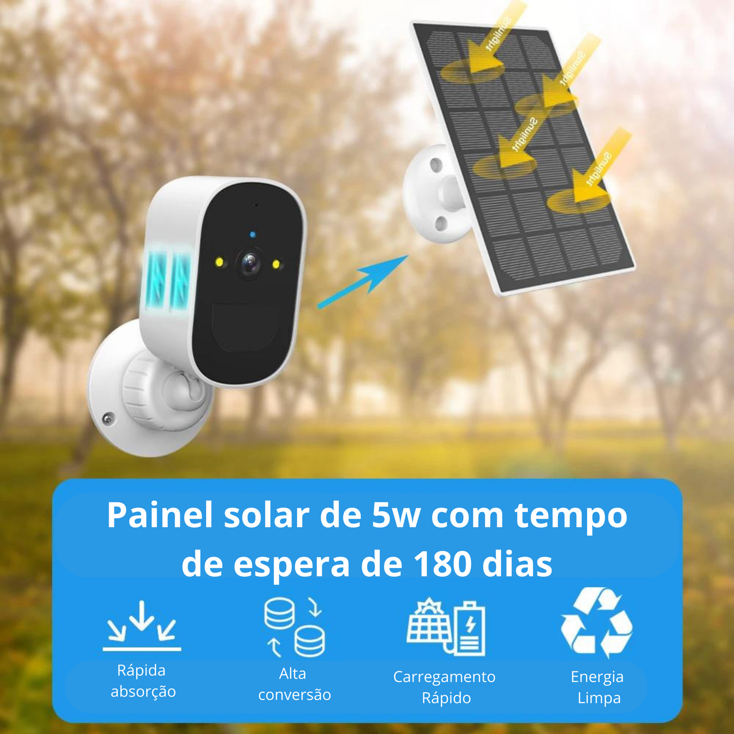 Câmera Wifi com bateria solar 1080P - Import MA